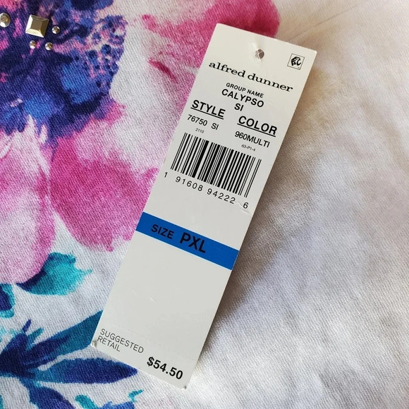 ALFRED DUNNER | Embellished Floral Knit Top sz XLP - Picture 4 of 8